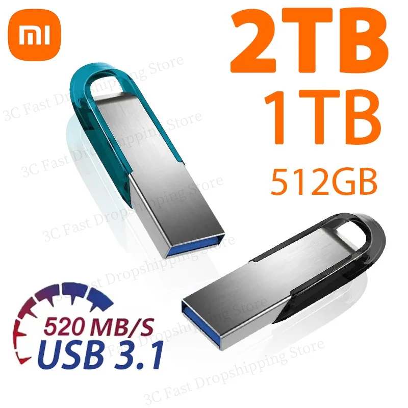 Xiaomi 2TB Metal Flash Drives USB3.1 Super High Speed Memory Stick Pen Drive 1TB 512GB 256GB Pendrive Waterproof Portable U Disk