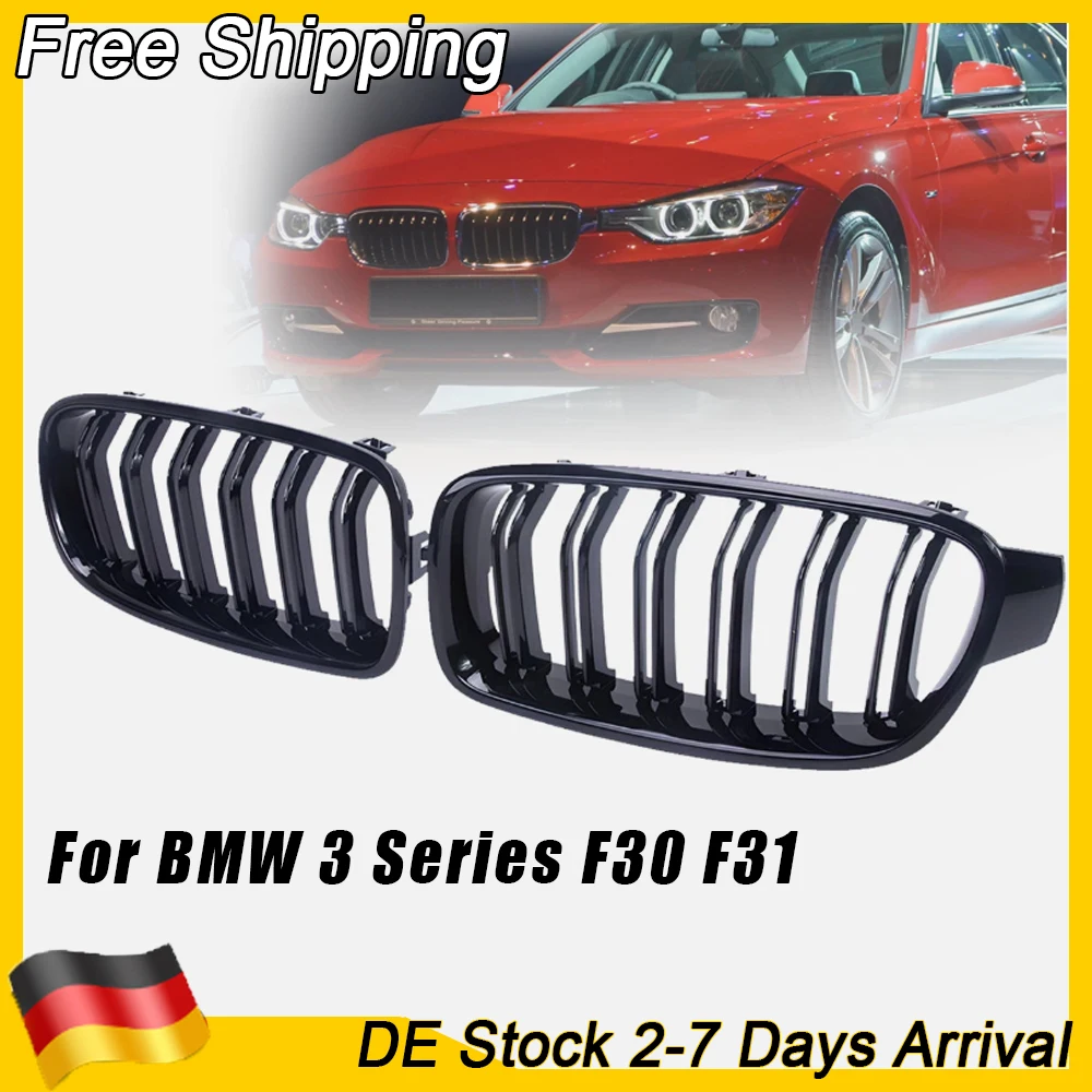 Für BMW 3er F30 F31 F35 330d 328i 335i 320d 340i 2013-2019 Glänzend Schwarz Kühlergrill Nieren Grill Auto Zubehör