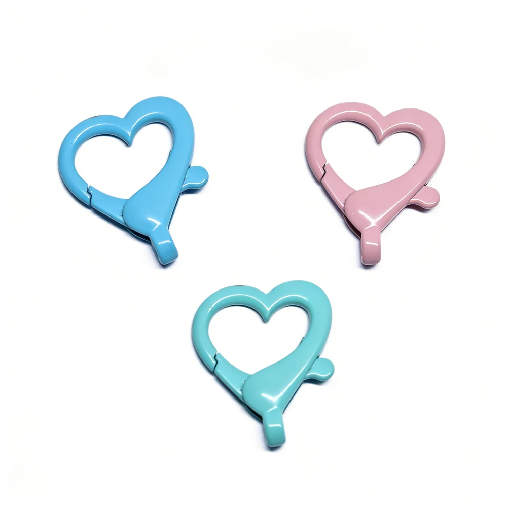 

10pcs 26x22mm Colorful Metal Heart Lobster Clasp DIY Keychain Jewelry Key Ring Craft Making Supplies Accessories