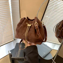 Soft Simple Commuting Crossbody Bags Faux Suede Sewing 2024 Hot Sale Bags for WomenThread Solid Color String Women's Handbags