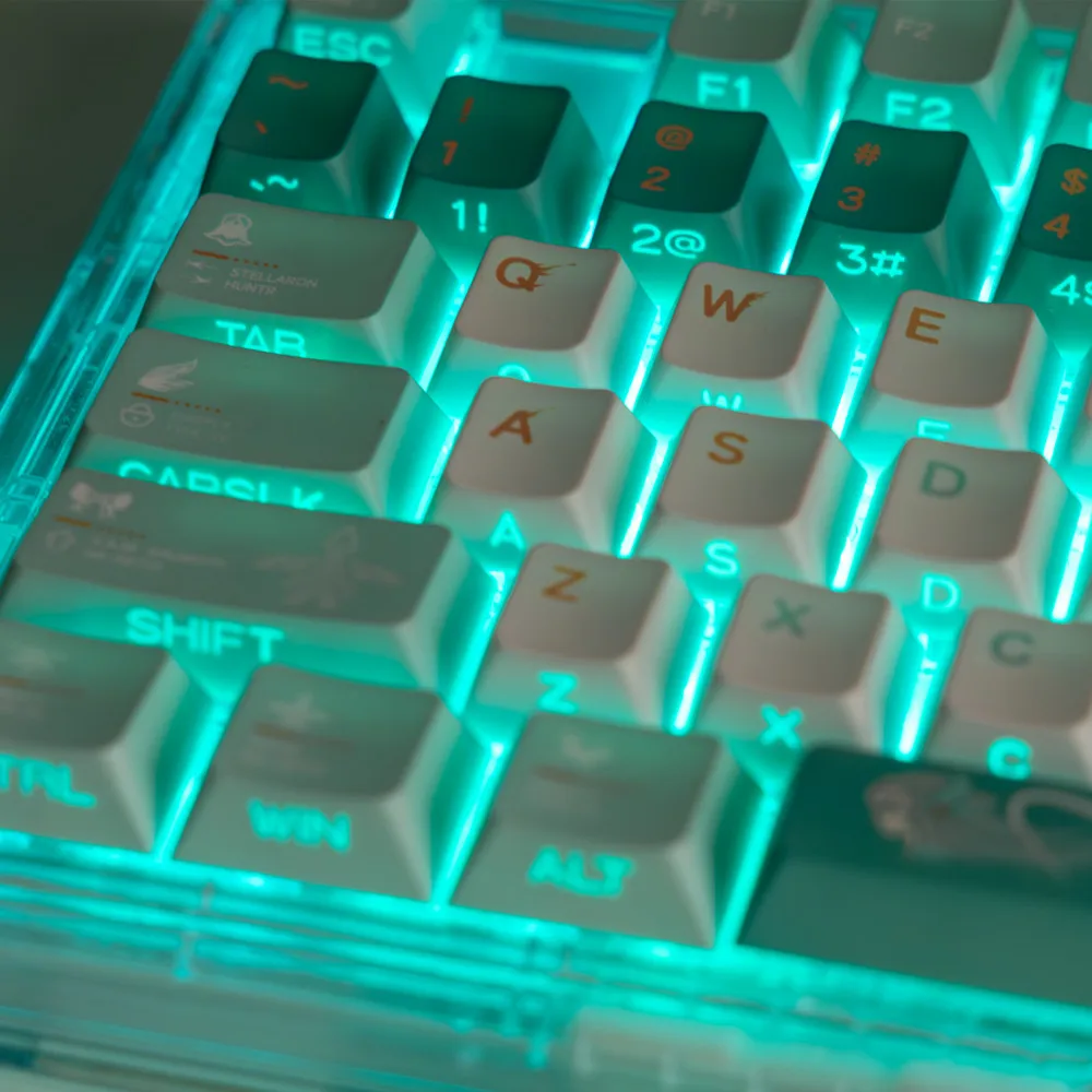 124 Keys Side Light Keycap Set PBT DYE Subbed Cherry Profile Custom Keycaps For GH60 61 64 68 84 87 104 108 Mechanical Keyboard
