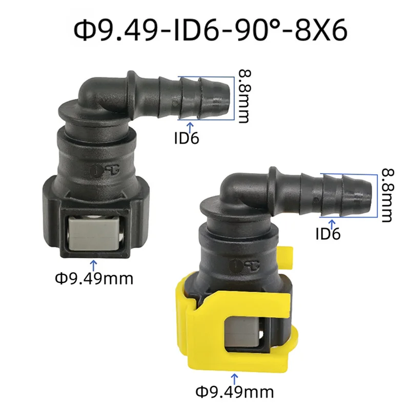 

9.49 ID6 elbow fuel line quick connector plastic 3/8 SAE 9.49mm female connector fitting joint for petrol and diesel 2pcs