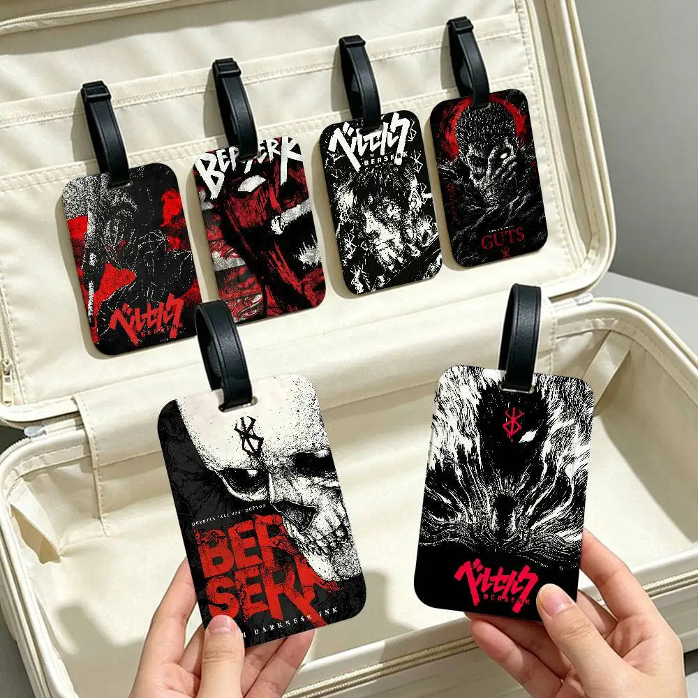 B-Berserk Guts Comic Anime Anti lost PVC Suitcase Tag With Info Card Lightweight Baggage Identifier For Daily Trip