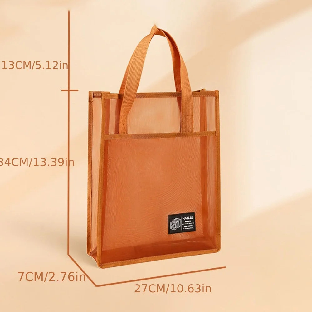 Nylon Document Bag Student Book Pouches A4 Light Transparent Mesh File Bag Pouch With Handle For Organizing Storage Board Games.