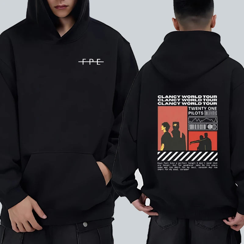 

2025 Twenty One Pilots The Clancy Tour printed Hoodie Men Women Fashion Long Sleeve Sweatshirts Rock Hip Hop Oversized Pullovers