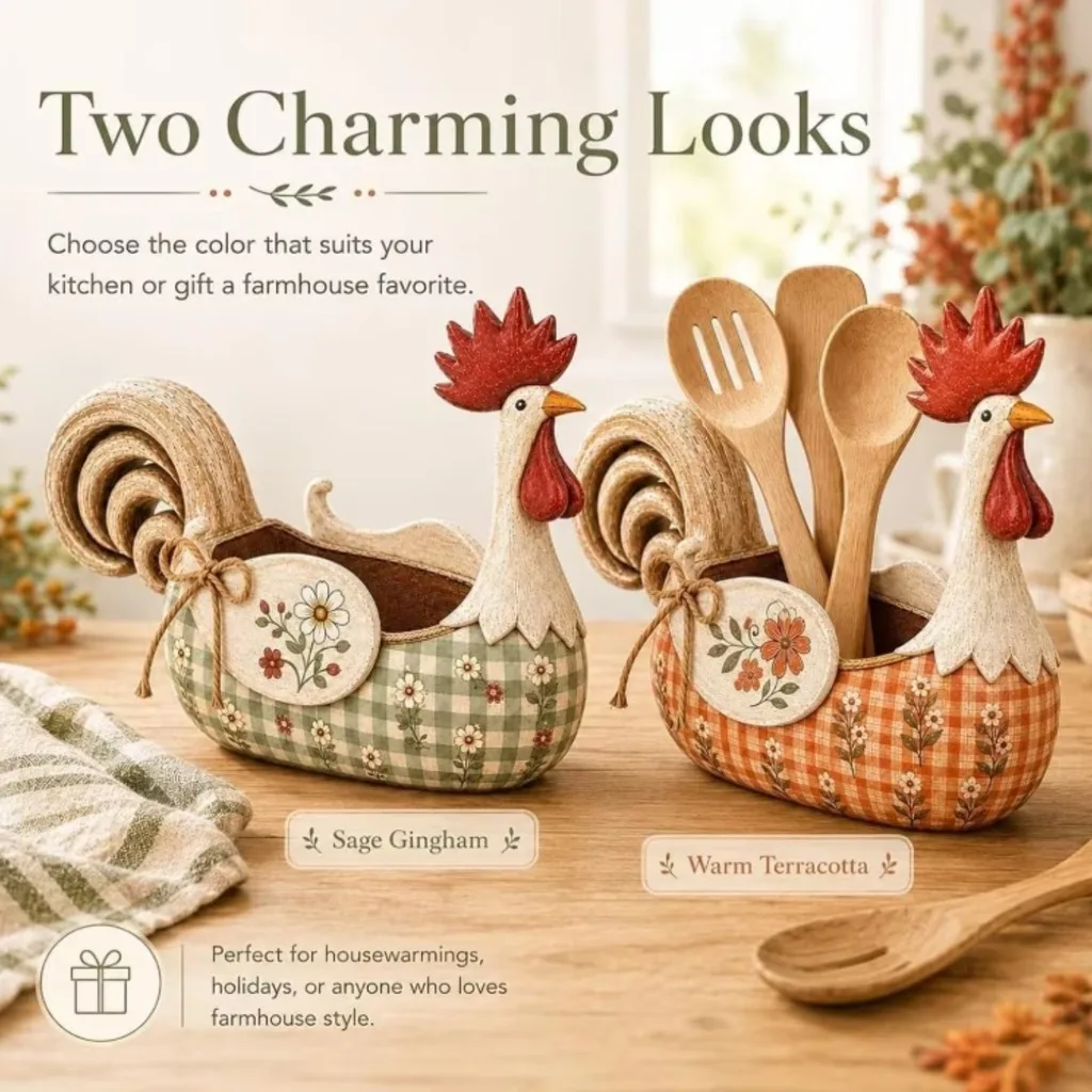 Countertop Utensil Holder Check-Pattern Floral Kitchen Storage Rack Resin Utensil Holder Practical For Sideboards Home Decor