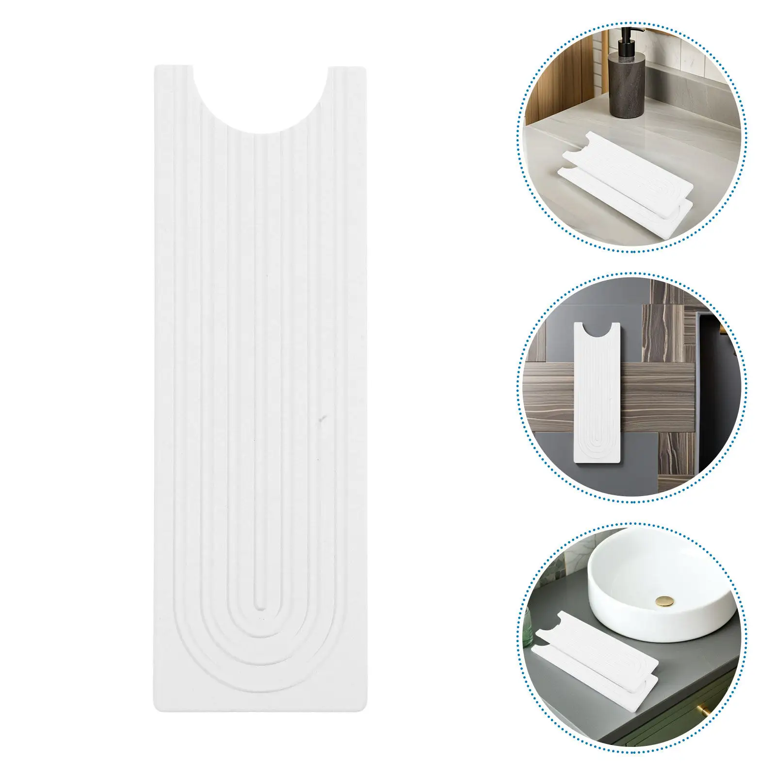 1Set Kitchen Faucet Diatomite Stone Sink Mat Fast Drying Absorbent Splash Guard Tray Countertop Water Protector Organizer