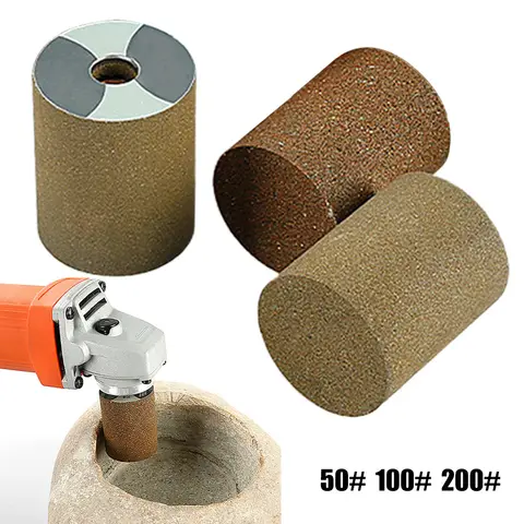 1Pc 원통형 다이아몬드 그라인딩 휠 M10 스레드 폴리싱 헤드 연마 샌딩 휠 50/100/200 그릿 100 타입 앵글 그라인더