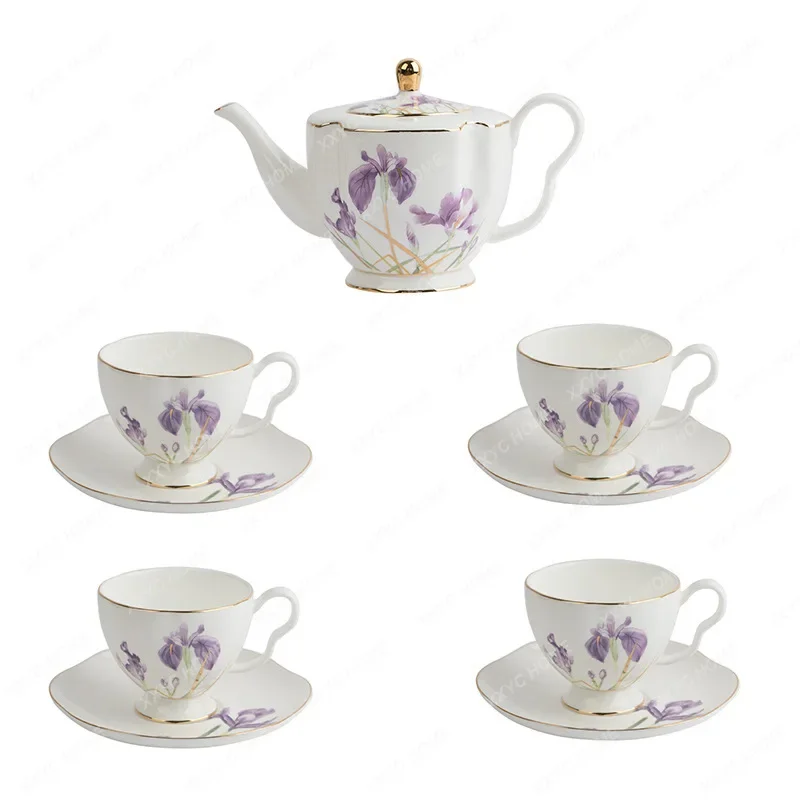 Afternoon Tea Bone China Coffee Cup Set European HJ Ceramic Tea Set Flower-De-Luce