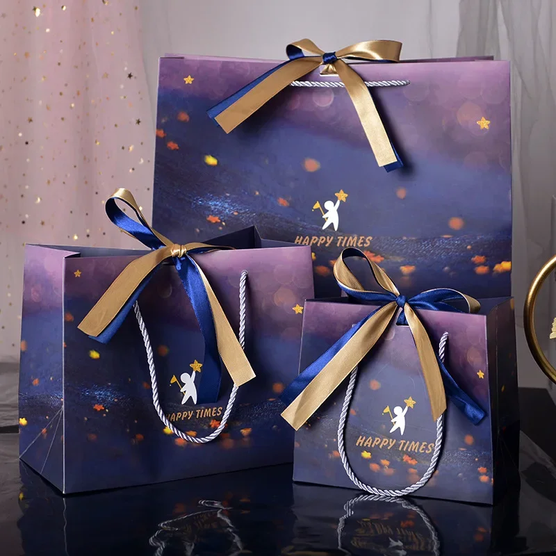 

Star-picking bow gift bags candy packaging bag gift tote box spot general paper bags