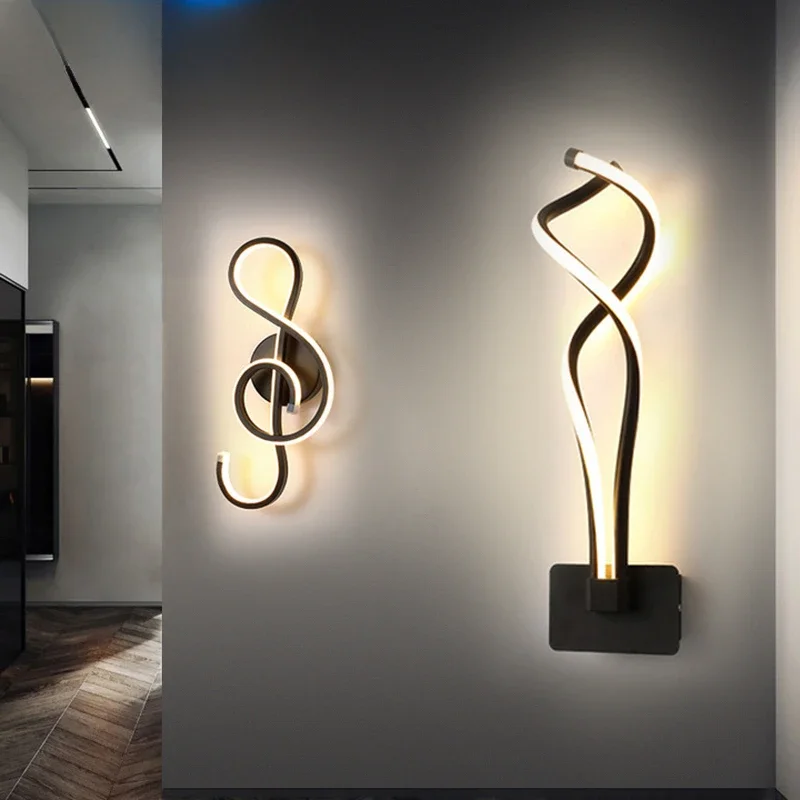 

Modern Minimalist Wall Lamps Living Room Bedroom Bedside Luster AC90V-260V LED Indoor black white Lamp Aisle Lighting decoration