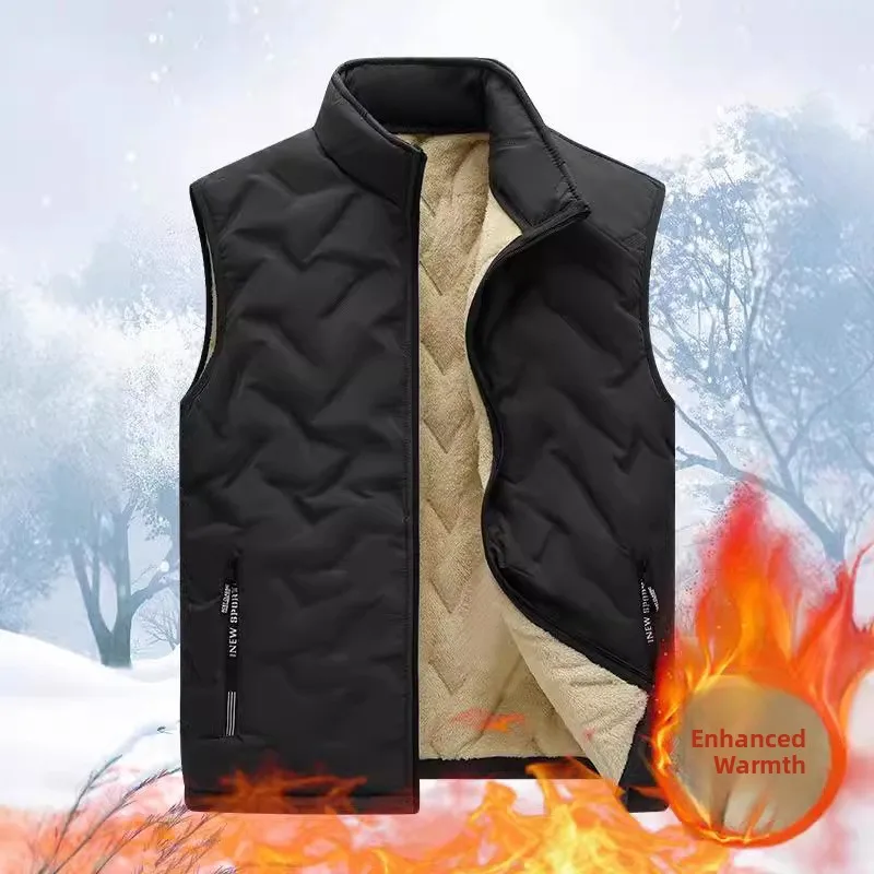 

Men's down Cotton Vest 2024 New Winter Faion Trend Lamb Velvet Autumn Winter Sle Stand Fit Urban Faion Youth Zipper