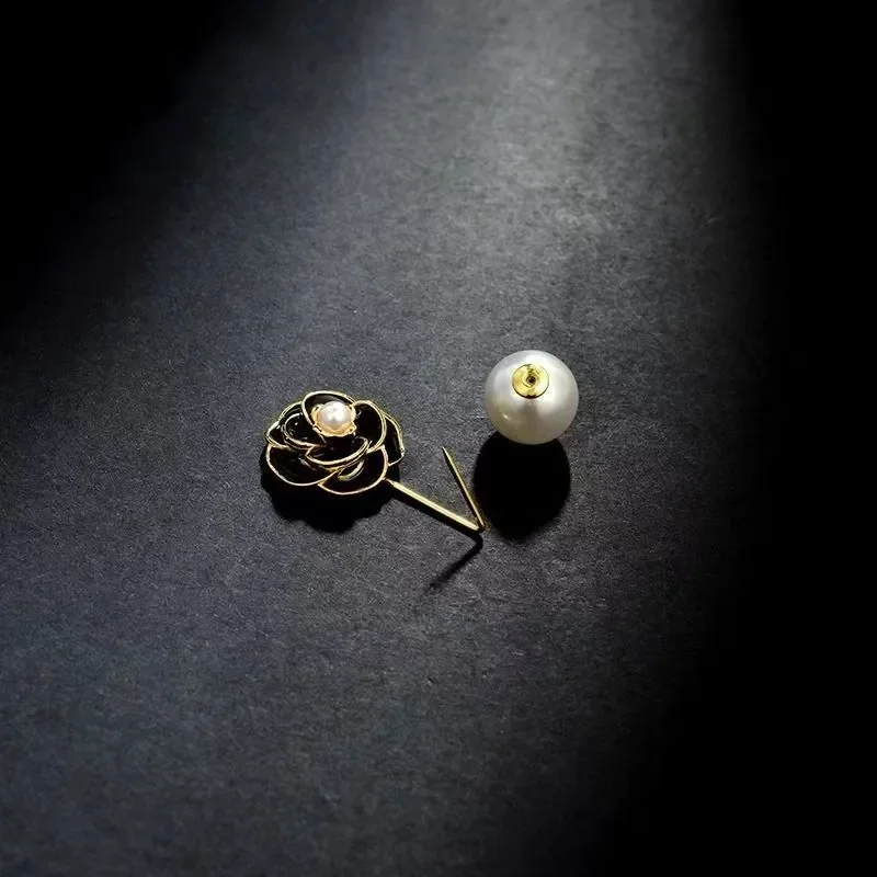 أنيقة كلاسيكية زهرة بيضاء الأقراط الرجعية روز اللؤلؤ وأقراط للنساء مجوهرات اكسسوارات الزفاف #6