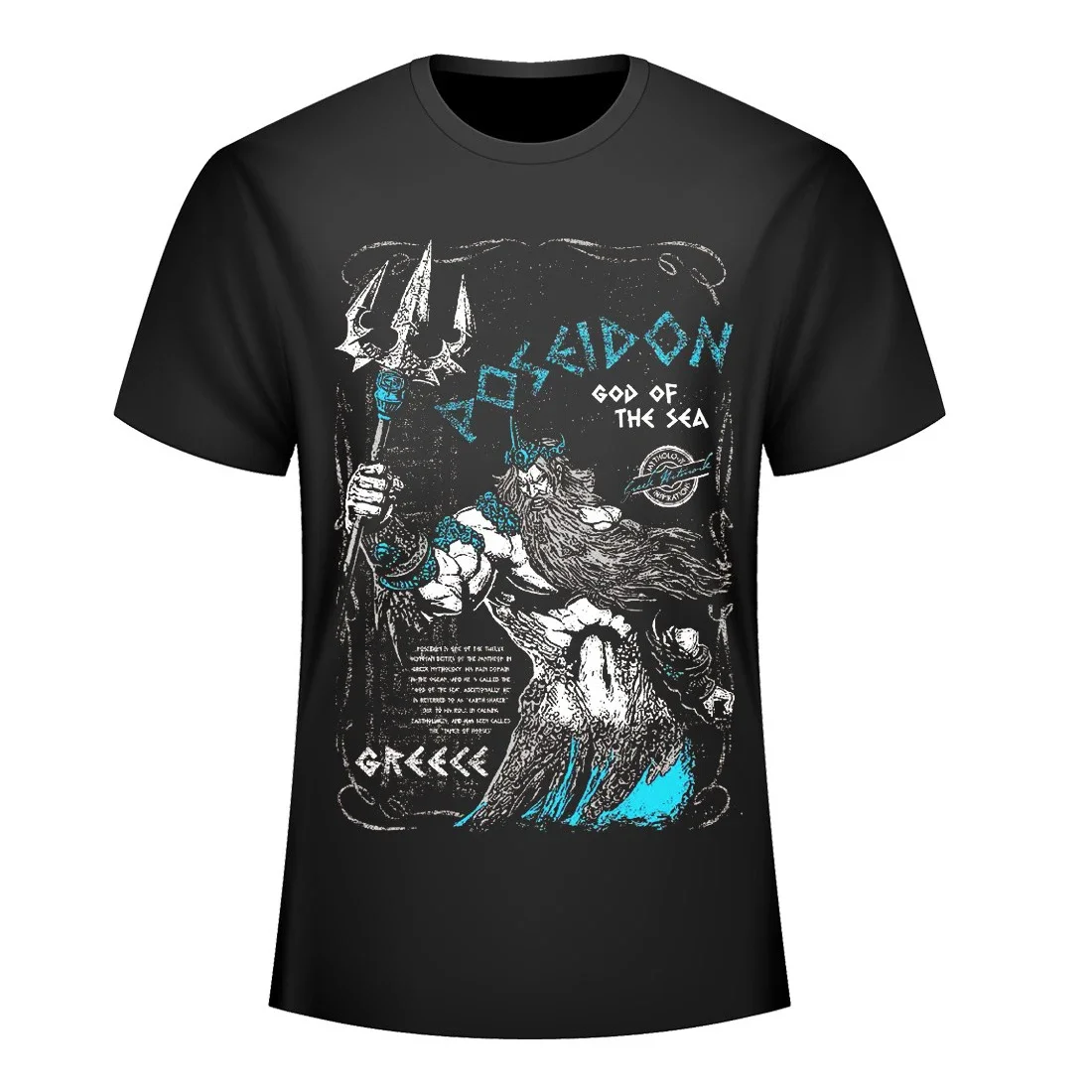 Greek Mythology Poseidon God of The Sea T-Shirt 100% Cotton O-Neck Summer Short Sleeve Casual Mens T-shirt Size S-3XL