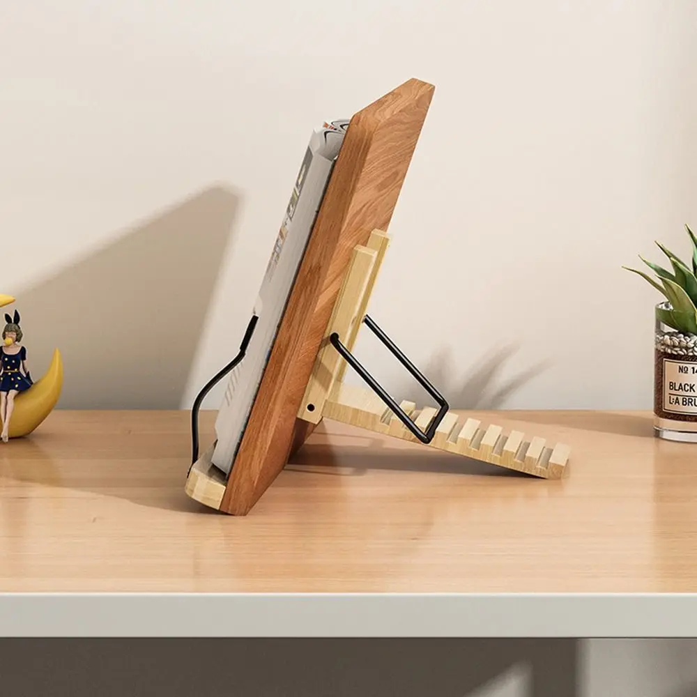 صينية حامل كتب بزاوية قابلة للتعديل، متعددة المواضع، مسند قراءة قابل للطي، 8 أوضاع مع حامل قراءة خشبي بمشبك #5