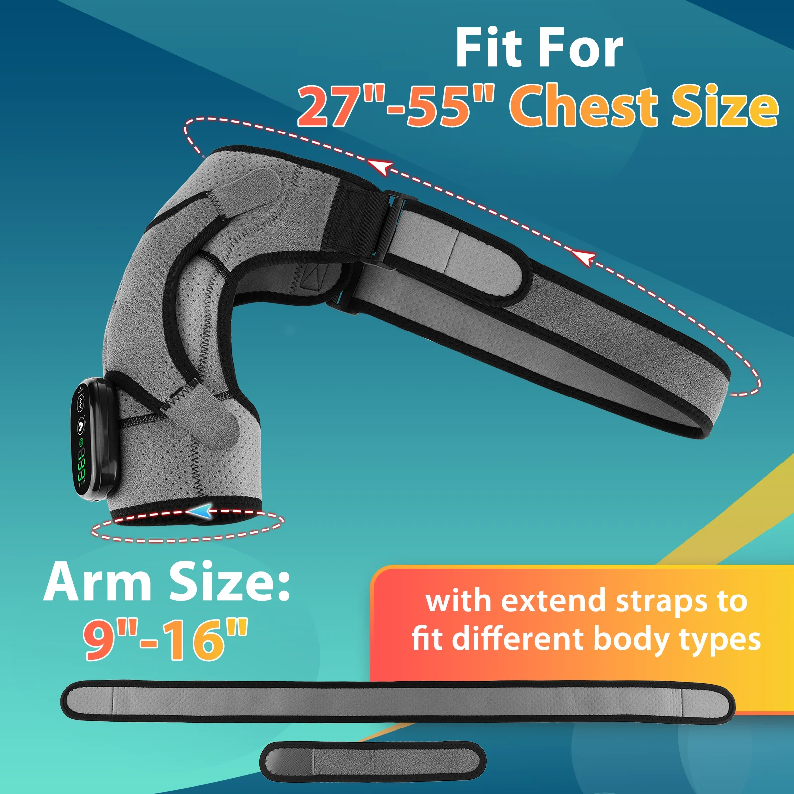 Shoulder Massager With Heat and Compression for Men Women Electric Cordless Vibration Massage USB Heater Back Shoulder Brace