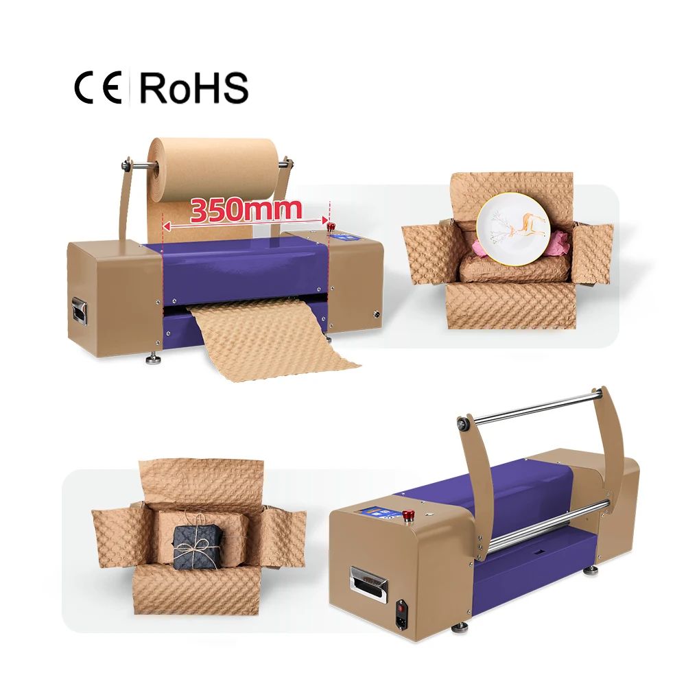 

350mm Automatic Cutting Eco Bubble Non-Plastic Kraft Paper Cushion Making Machine For Cushion Packaging