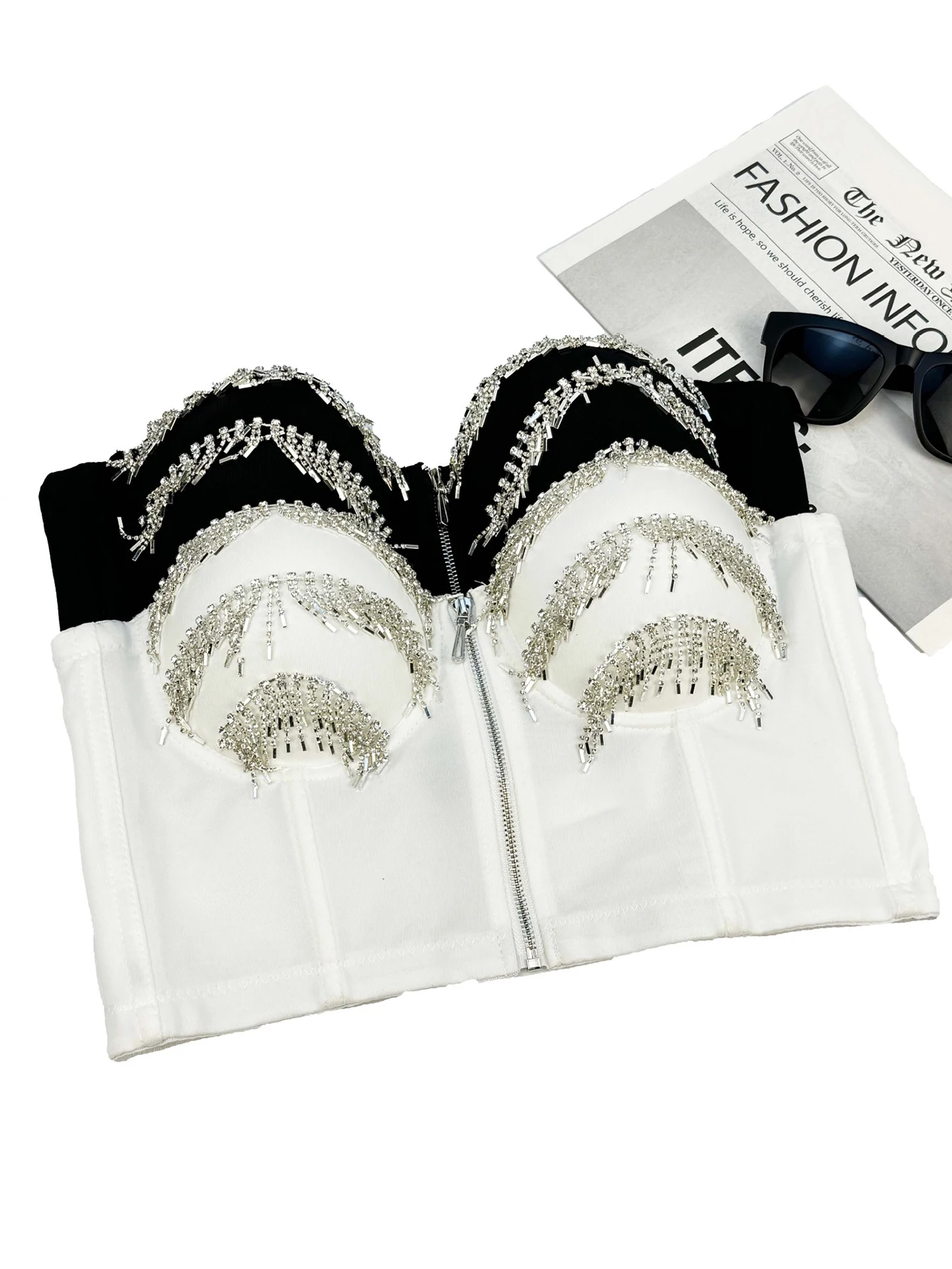 Sexy y2k clothes black rhinestone corset crop top women clothing summer punk halter club party tops woman 2025 halter tank top