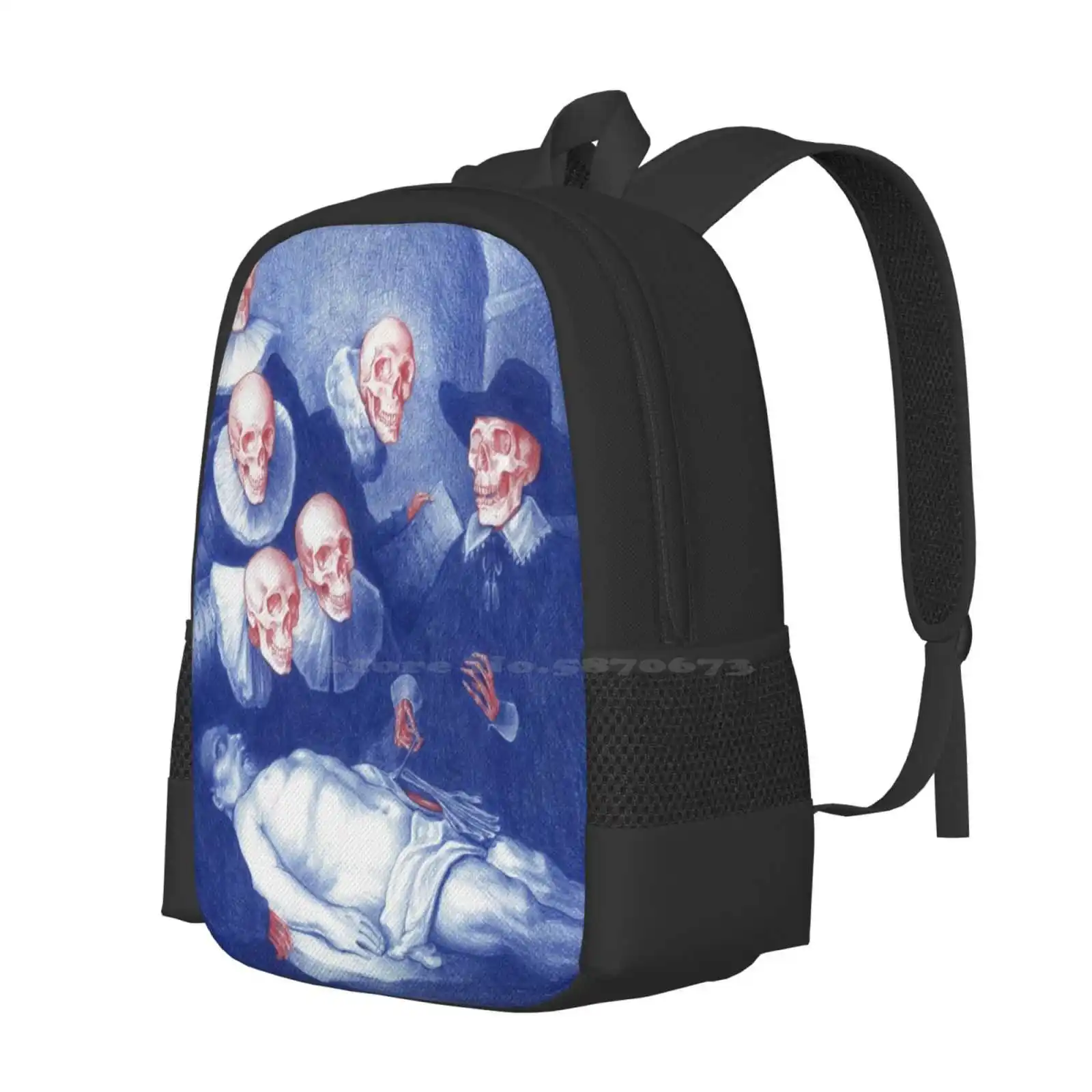 The Anatomy Lesson Of Dr. Nicolaes Tulp School Bags Travel Laptop Backpack Rembrandt Skull Skeleton Bones Medicine Dissection