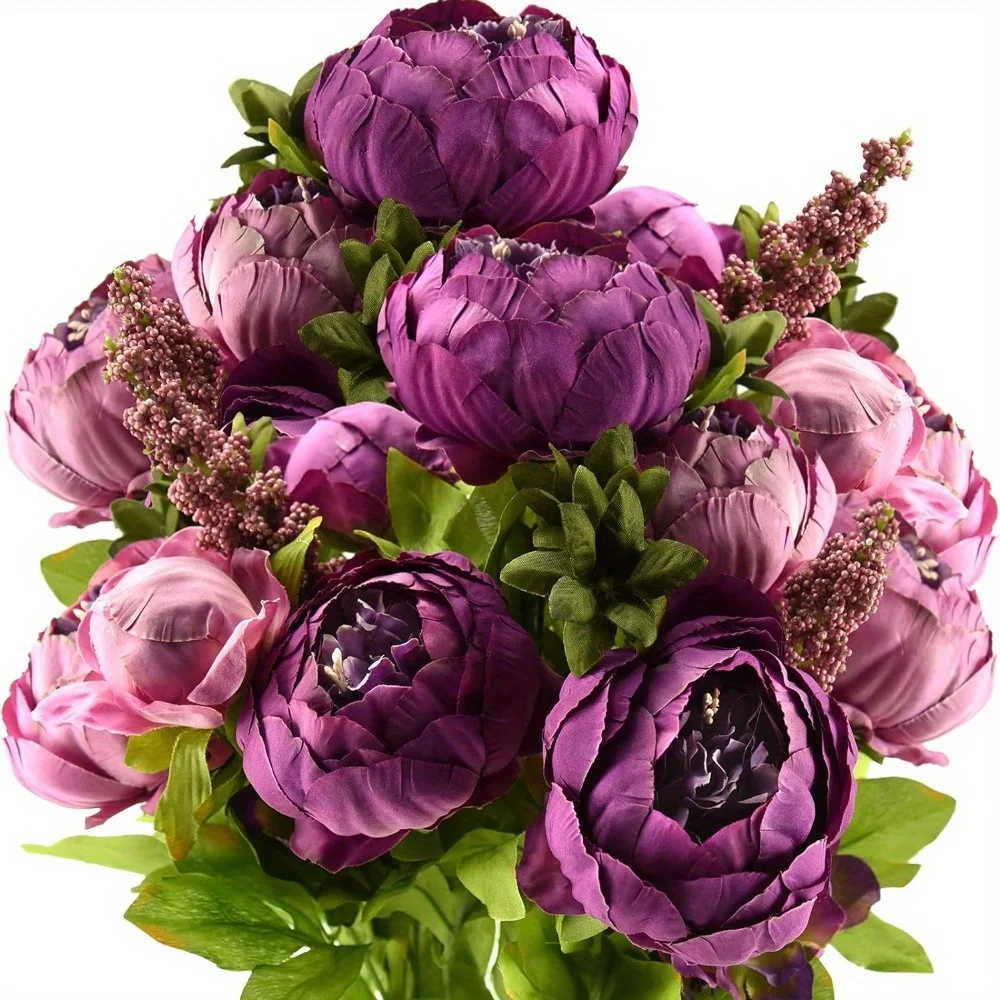 

2 Bouquets Four Season Stuff Vintage Artificial Peonies Silk Peony Flowers and Hydrangeas for Wedding Betrothal Decor