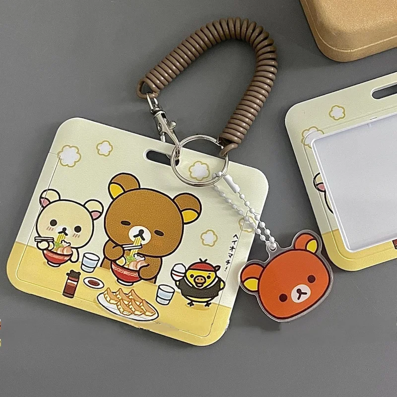 

Cute Rilakkuma Id Card Holder Students Creativity Bank Card Bus Card Protective Cover Hanging Chain Keychain Bestie Couple Gifts