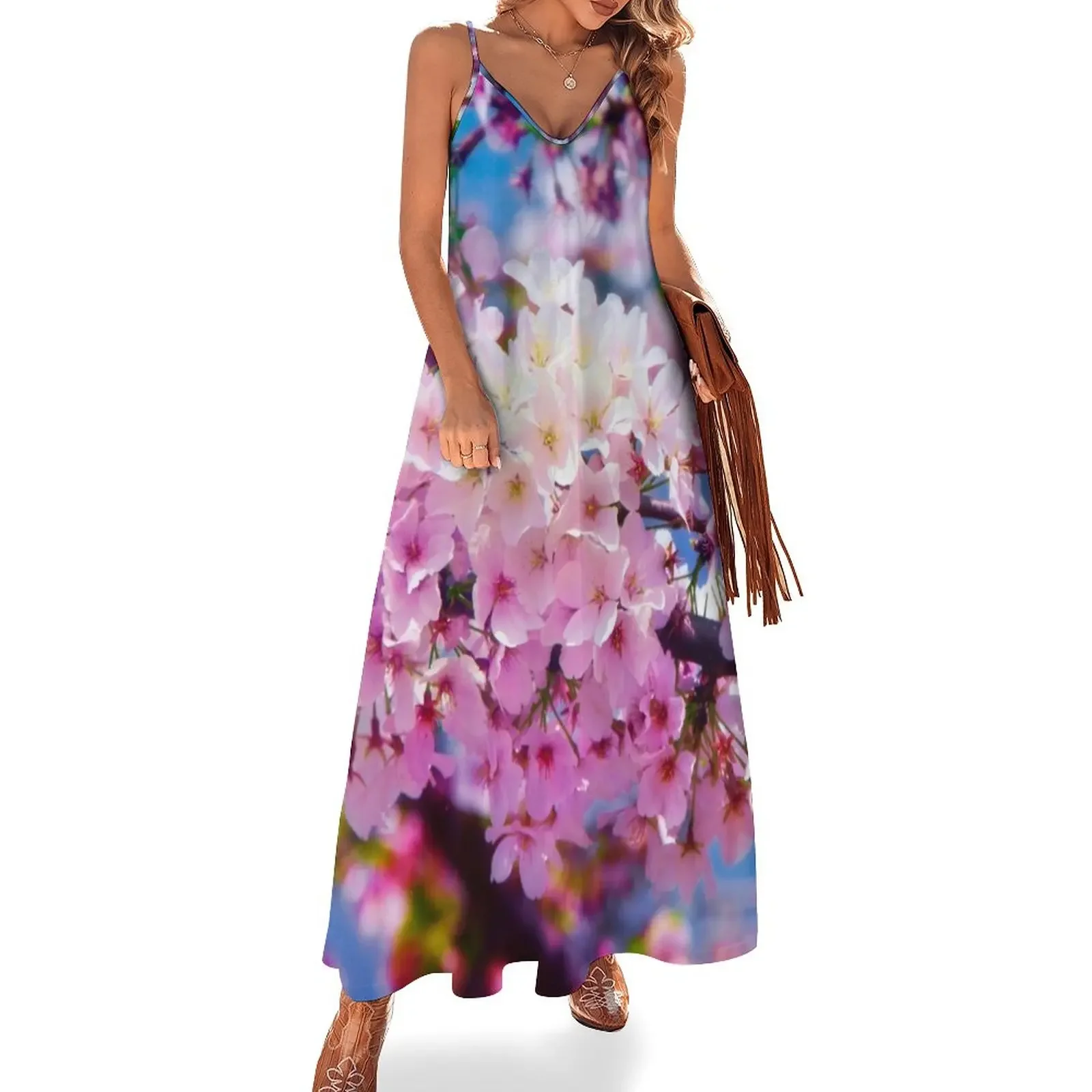

Pink Splash Sakura Sleeveless Dress sexy dress for women elegant party dress for women 2025