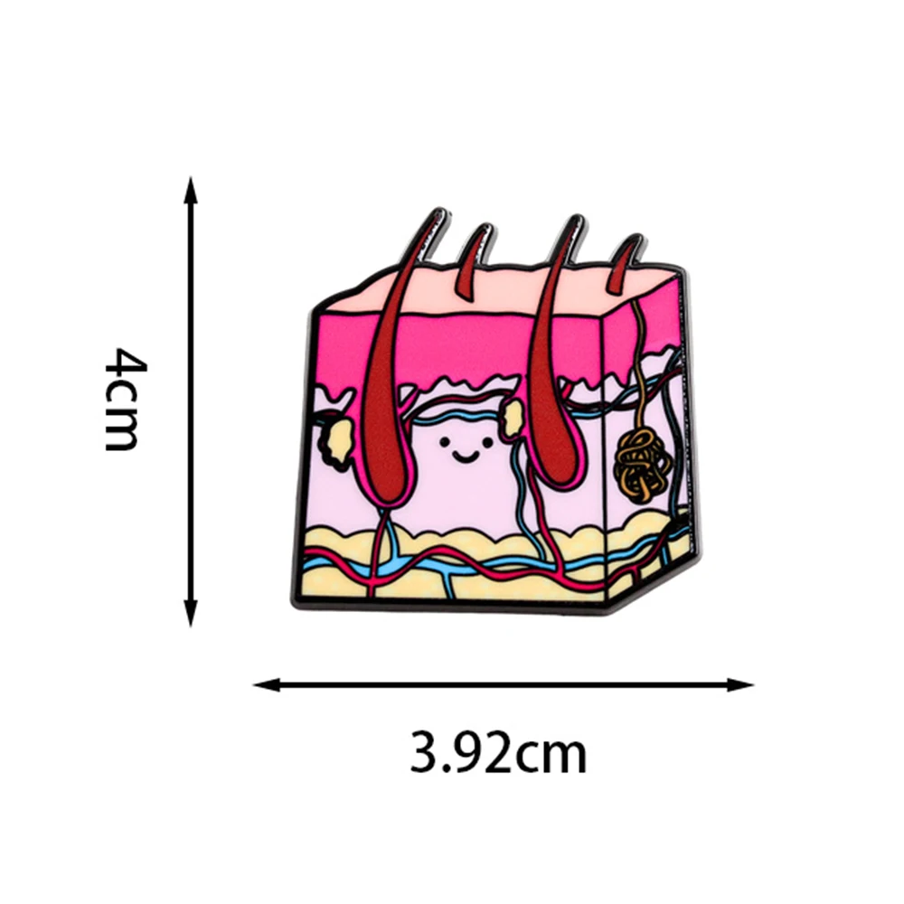 Cute Skin Anatomy Enamel Pin Medical Dermatology Biology Excellent Brooch for Doctor Nurse Student Backpack Lapel Badge Gifts
