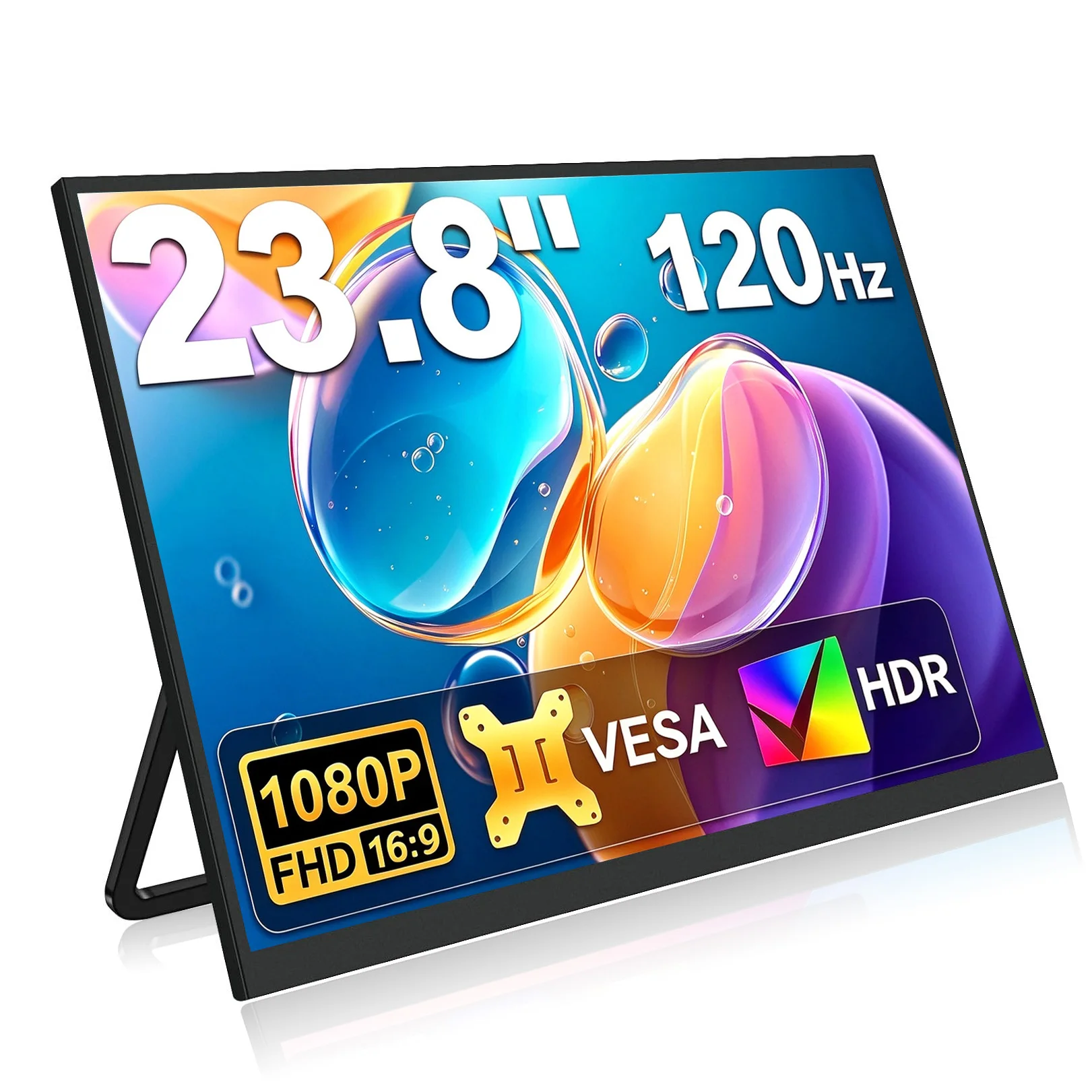 23.8 Inch 120Hz FHD 1920*1080 Portable Monitor IPS Display 100%sRGB 16:9 Type-C & Mini HDMI External Screen for Laptop Phone PS5