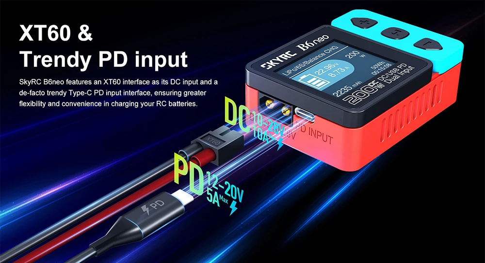 SKYRC B6neo / B6neo+ LiPo Battery Smart Balance Charger DC 200W PD 80W Input for RC Model Car Ship Boat Airplane
