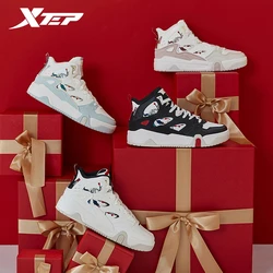 Xtep Chiniese New Year Skateboarding Shoes For Women 2024 Spring Wear-Resistant Skate Shoes Mid Top  Sneakers 976118310047