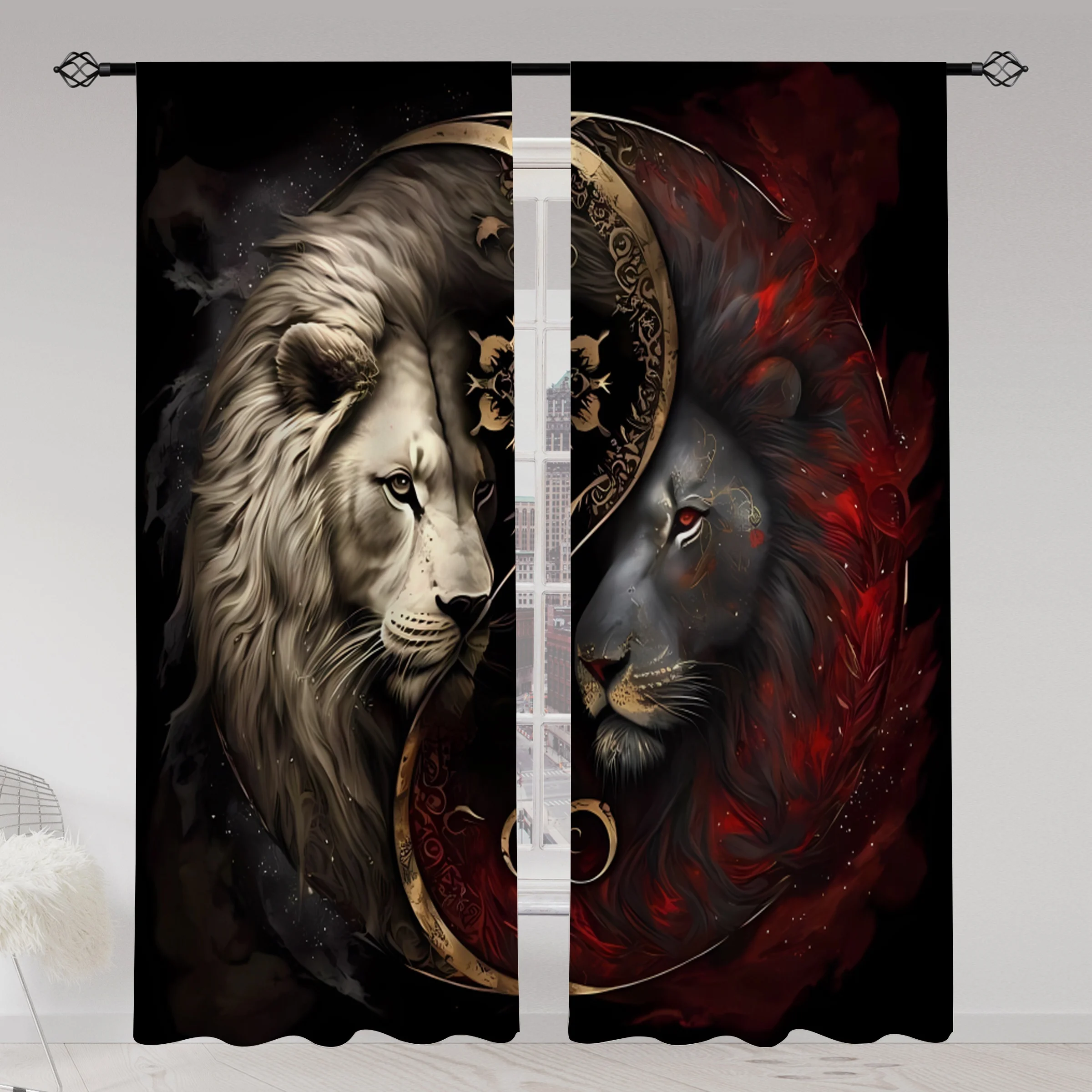 Ultimate Luxury Lion Galaxy Curtains Blackout Panels Modern Room Decor Majestic Duo Night Sky Window Treatment Art
