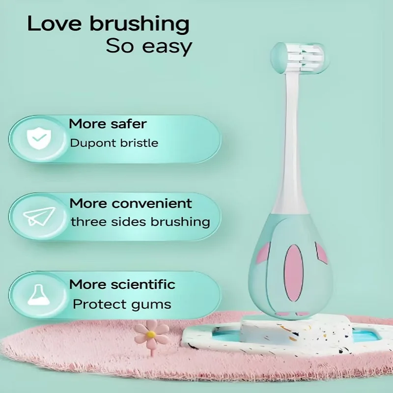 Children 3-6 Years Old U-Shaped Toothbrush Premium DuPont Soft Bristle Three-Sided Toothbrush Mouth Clean Tongue Scraper