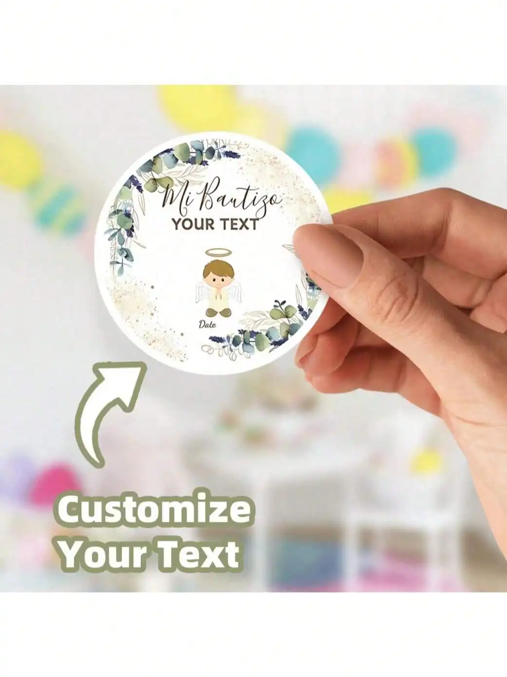 100 قطعة اسم شخصي ملصقات لصالح التواصل الأول ، ملصقات المناولة الأولى ، مقاومة للماء 1.5 ~ 3 بوصة ملصقات المناولة المقدسة الأولى