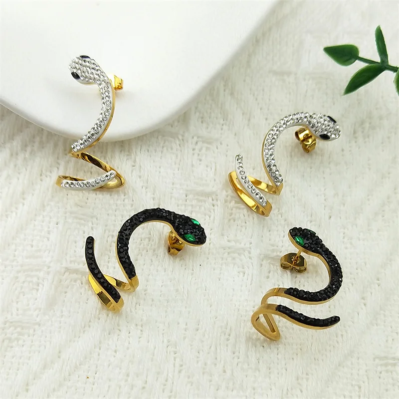 Vintage Cobra Snake Shaped Drop Earrings for Women Girls Crystal Gold Color Animals Punk Accessories Special Gifts JewelryZZ736