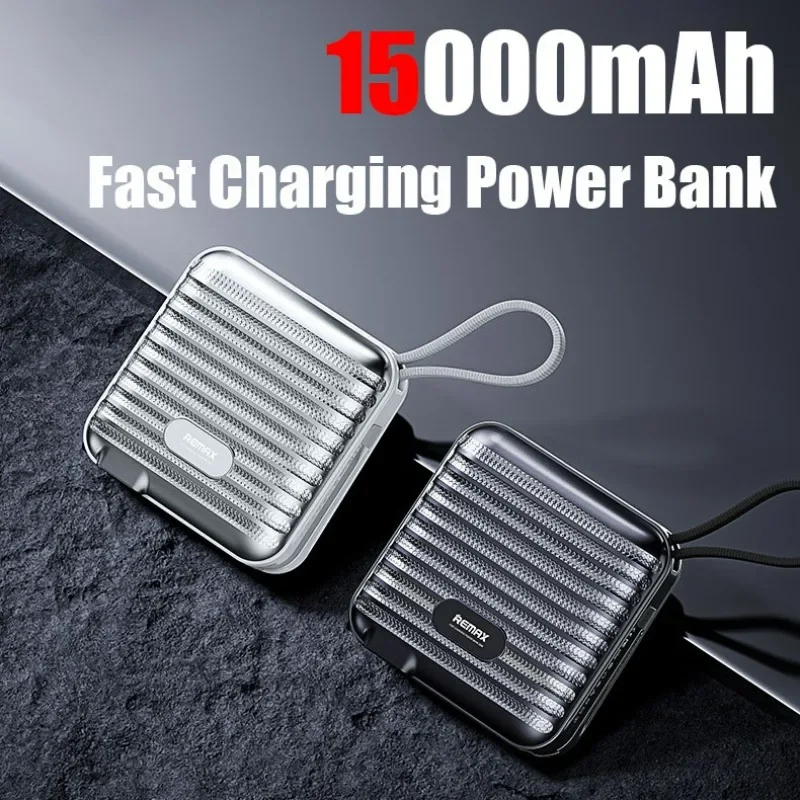 Imagem -02 - Super Large Capacidade Mobile Power Bank 15000mah com Linhas Duplas Carregamento Rápido 35w Plugue ac para Computadores Telefones Celulares