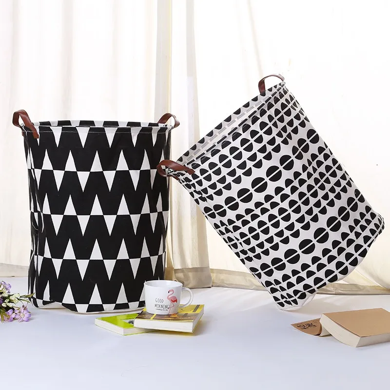 Keranjang Penyimpanan Drum Lipat Penyimpanan Mainan Kotak Finishing Rumah Biru Pakaian Kotor Kreatif Biru