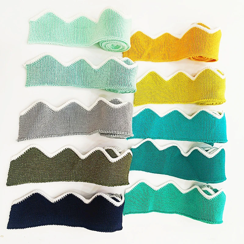 JIETAI Jacquard Rib Fabric Knitted Weird Trend DIY Stripe Triangular Wave Sewing Cloth Accessories Collar Cuffs Hem Thin Tissu