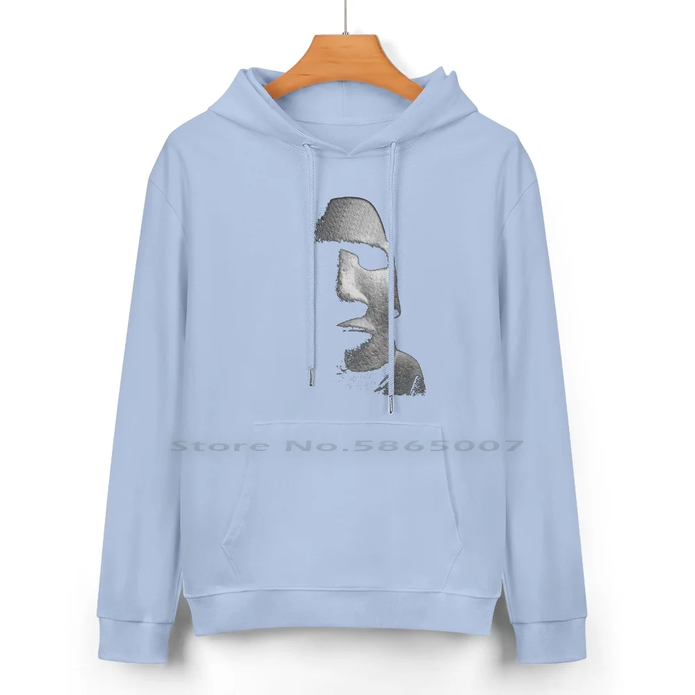 Pasen Man Puur Katoenen Hoodie Trui 24 Kleuren Beeld Gezicht Steen Carving Chili Monoliet Mystiek Easter Eiland 100% Katoen