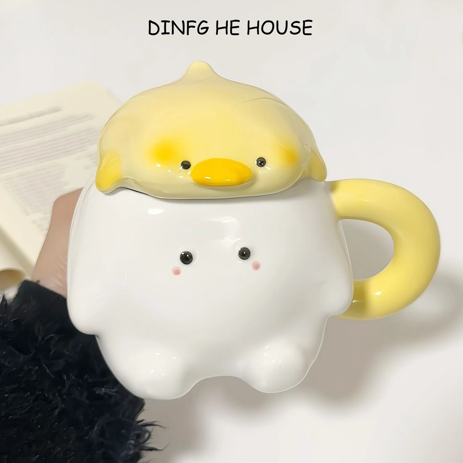 Shark Duckling Cute Ceramic Mug Animal Group with Lid Water Cup Child Girls Birthday Gift Cartoon Funny Office Coffee Milk Cup