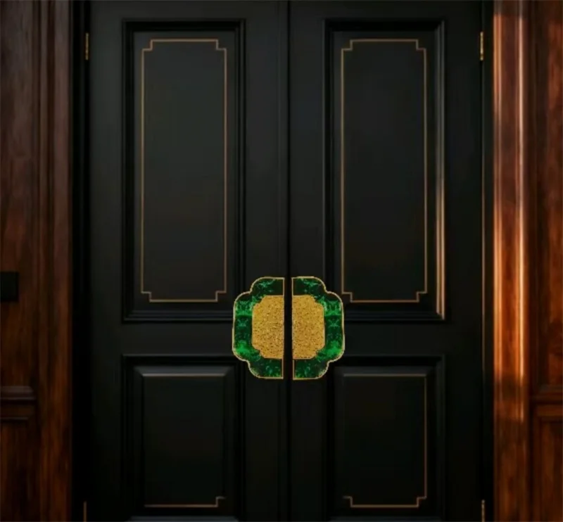Handcrafted Furniture Cabinet Door Handle Imitation Jade Large Wardrobe Cupboard Handles Kitchen Cabinet Pulls Semi Drawer Knobs
