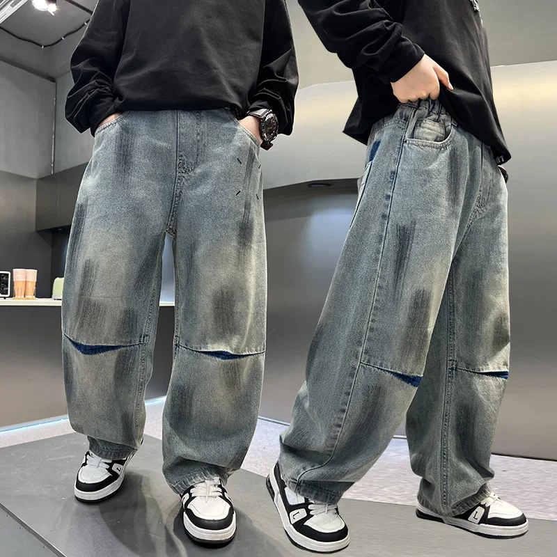 

Джинсы для подростков Cool Street Sle, весна-осень, свободные, прямые, с эффектом дыр, повседневные, модные