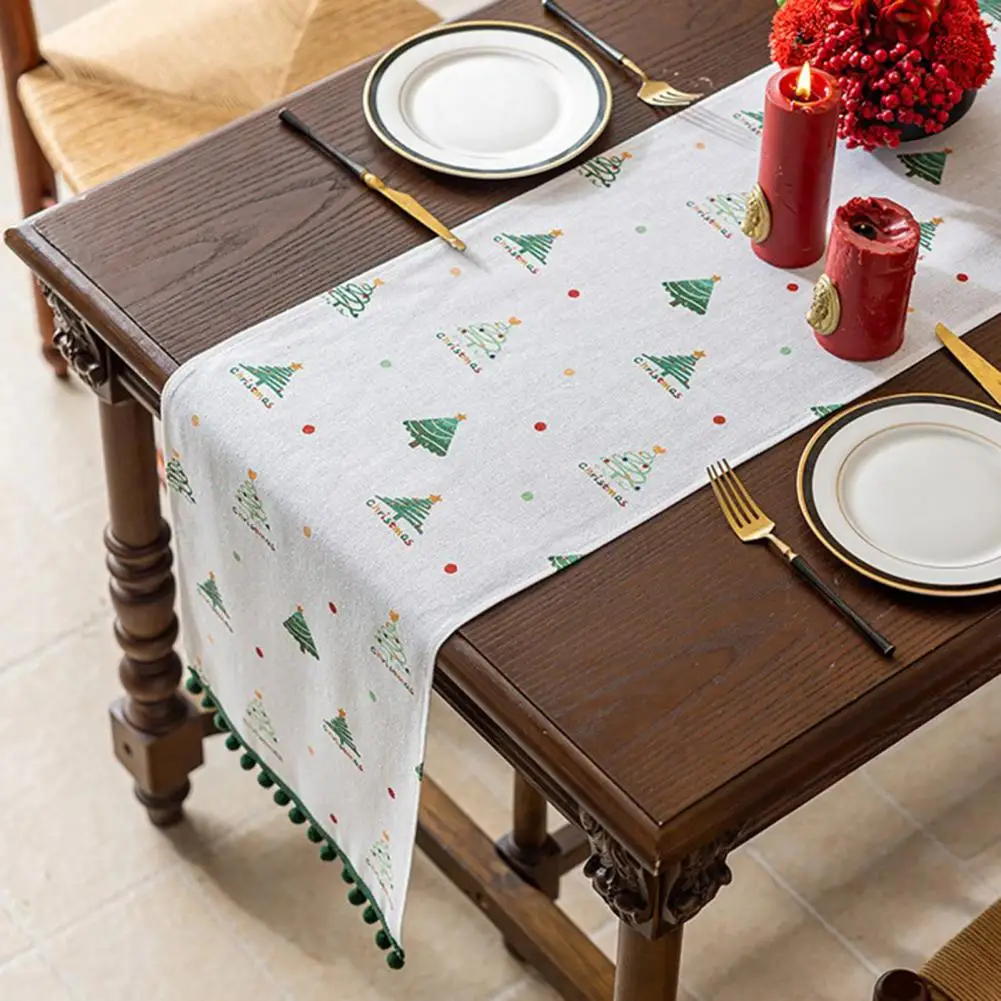 عيد الميلاد الجدول عداء الرجعية شجرة عيد الميلاد الجدول عداء احتفالي طاولة طعام الديكور القماش عطلة عشاء مفرش المائدة الطرف #2