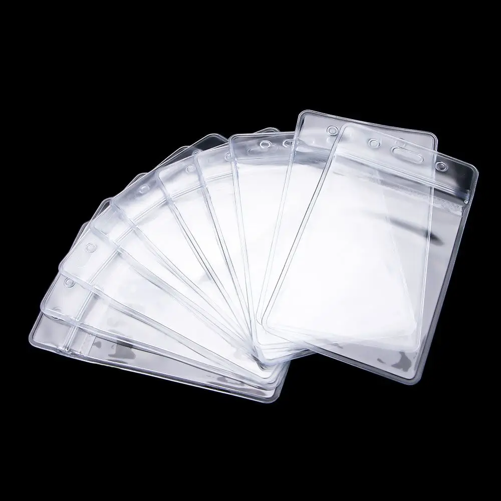 

New with Zipper Clear Vinyl ID Card Holder Badge Holder PVC Plastic Transparent