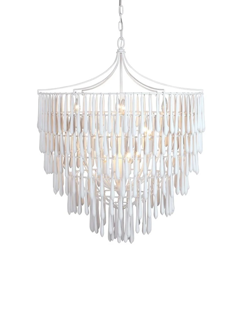American Cottage Artistic Water Drop Basket Vintage Ceiling Chandeliers Home LED Lighting Fixture Hanging Lamps for Dining Room