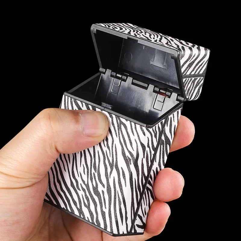 Creative Zebra Pattern Plastic 20 Cigarettes Box Portable Storage Pressure Moisture Cigarette Accessories