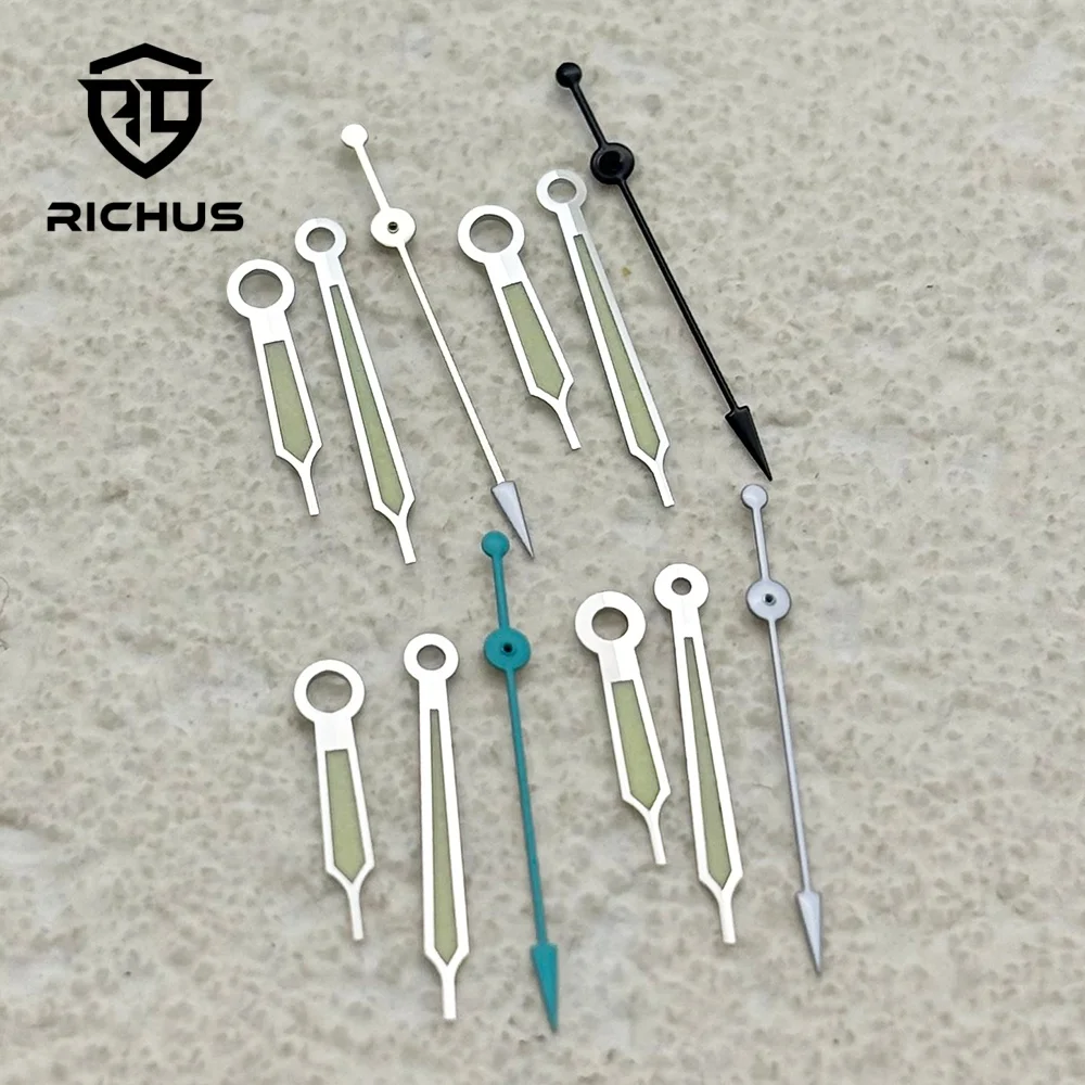 RICHUS Silver-Green Luminous Watch Hands for NH35 NH36 ETA2824 2836 Miyota8215 DG Movement Green Glow Watch Replacement Parts
