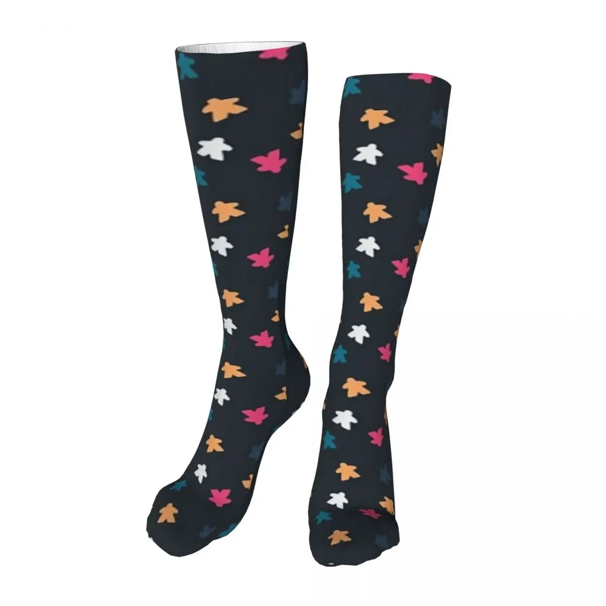 Dark Meeple Pattern Adult Stockings Not Easy to Pilling For Daily Matching Comfortable Customised Patterns