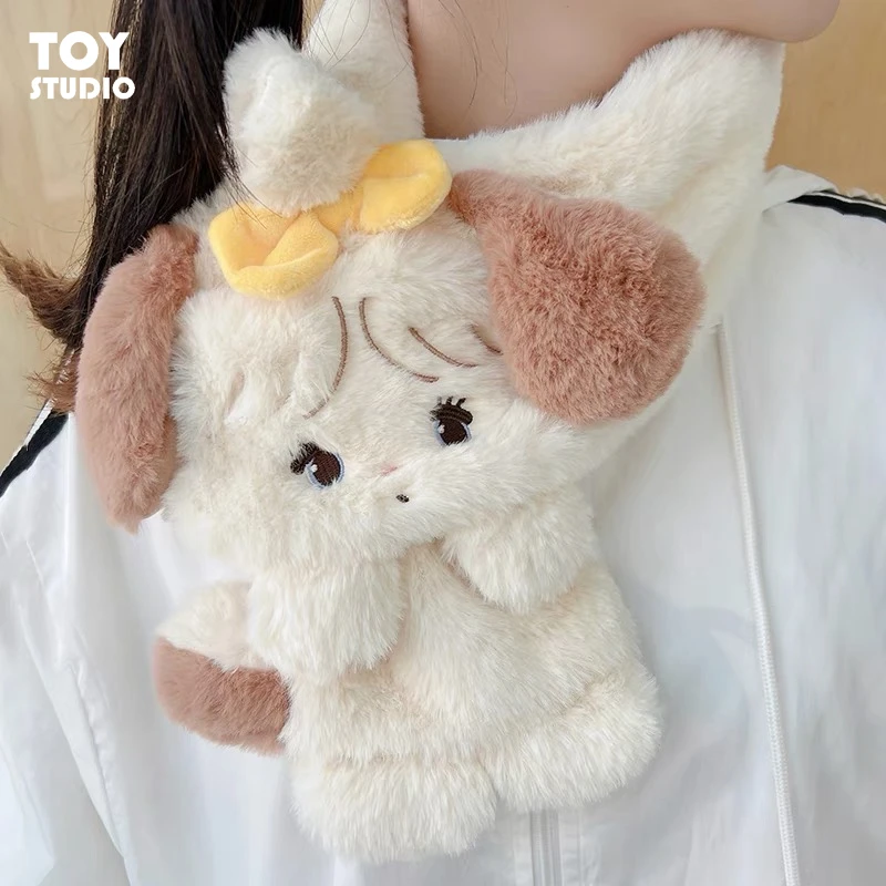 Mikko Small Animal Scarf Bib Japanese Cute Girl Heart Student Winter Warm Fluffy Short Scarf Kawaii Decoration Children's Gifts