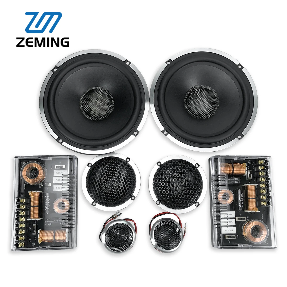 RMS 150W 6.5inch Premium Car Speakers 3-Way Component System Shallow-Mount Component Speaker Set Easy to Install in Car Doors