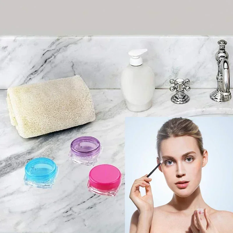 

50 шт. мини-квадратных прозрачных пластиковых косметических баночек по 3/5 г для путешествий, многоразовые контейнеры для хранения кремов, украшений, пудры для ногтей, теней для век